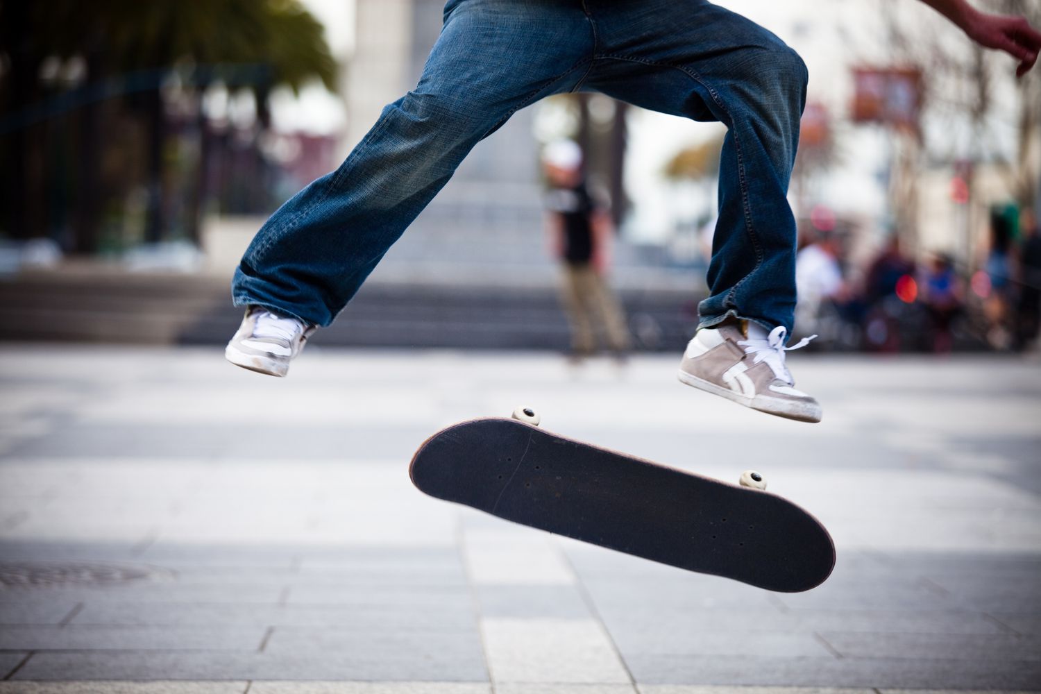 Skateboarder performing trick